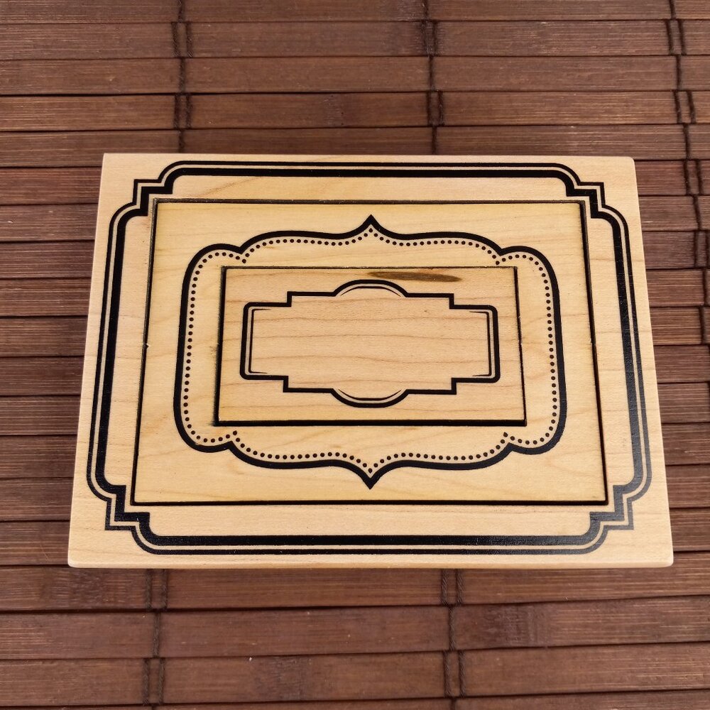 Momenta 3pcs Art Deco Nesting Frames Labels Tags Rubber Stamp